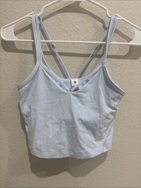 lululemon pale blue ribbed strappy crop tank